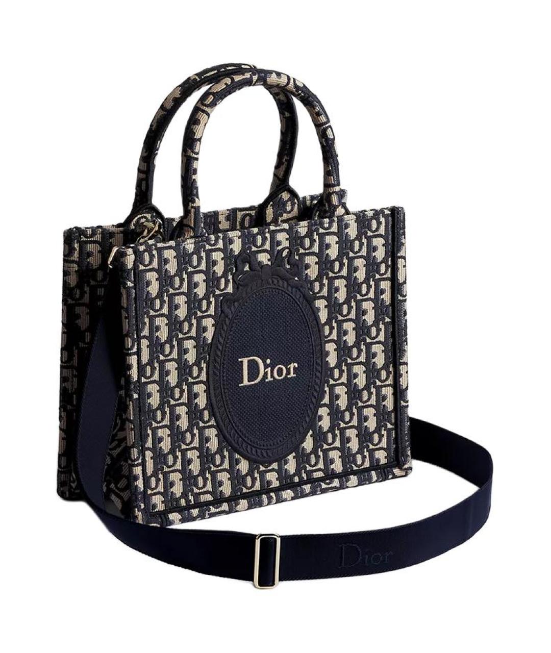 CHRISTIAN DIOR Темно-синяя сумка через плечо из канвы, фото 3