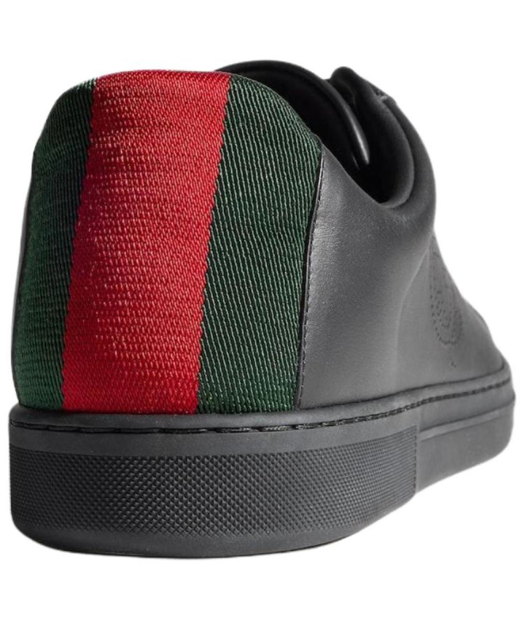 GUCCI Черные кожаные низкие кроссовки / кеды, фото 4