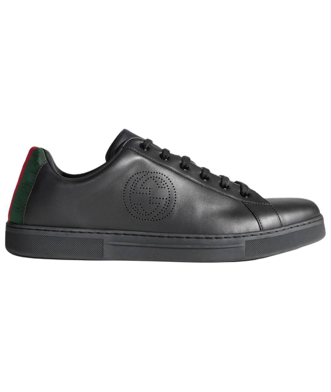 GUCCI Черные кожаные низкие кроссовки / кеды, фото 2