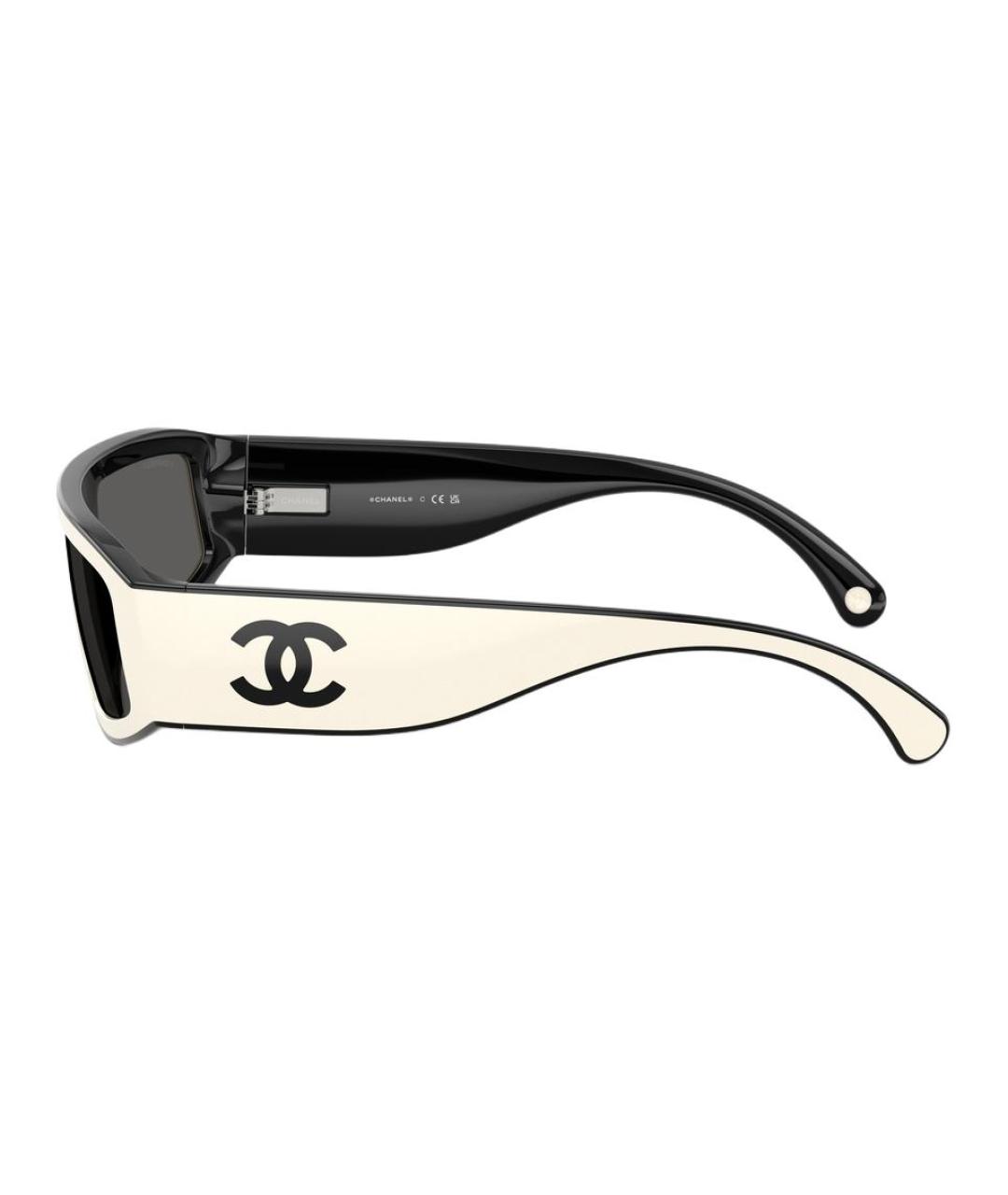 CHANEL Белые пластиковые солнцезащитные очки, фото 4