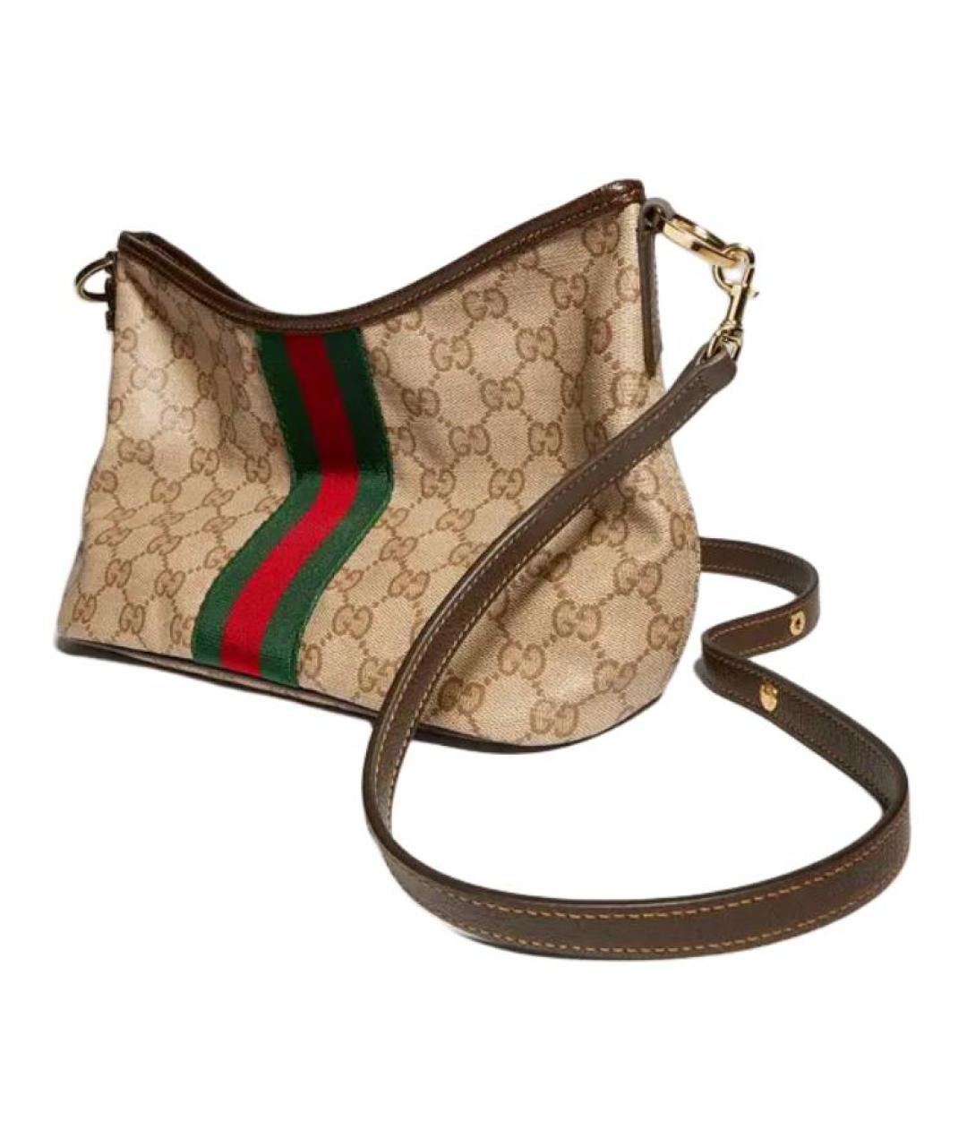 GUCCI Коричневая сумка через плечо из канвы, фото 5