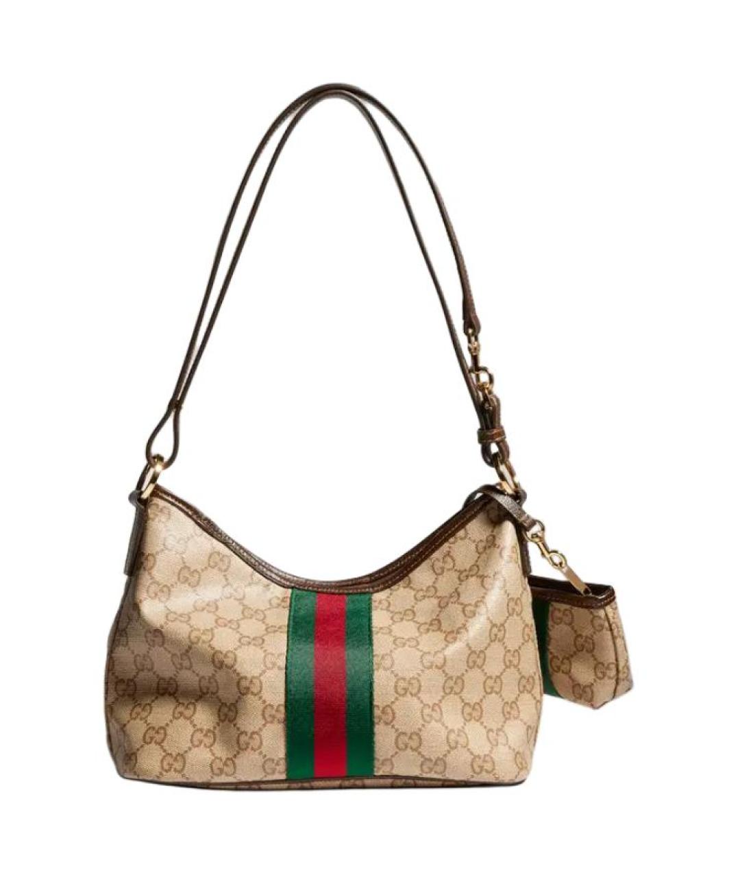 GUCCI Коричневая сумка через плечо из канвы, фото 3