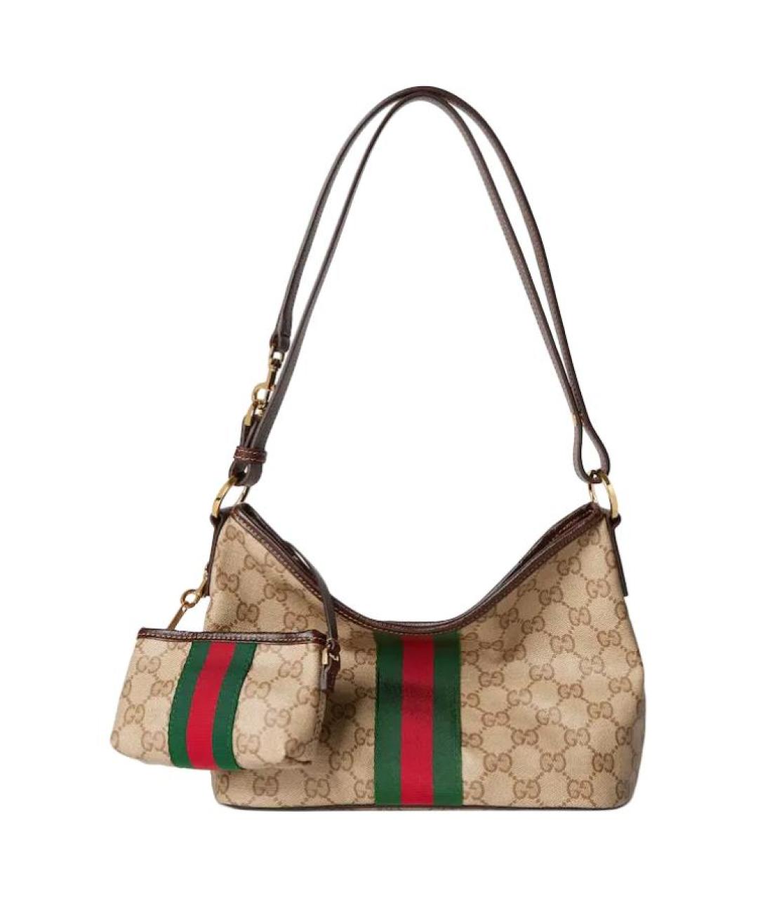 GUCCI Коричневая сумка через плечо из канвы, фото 1
