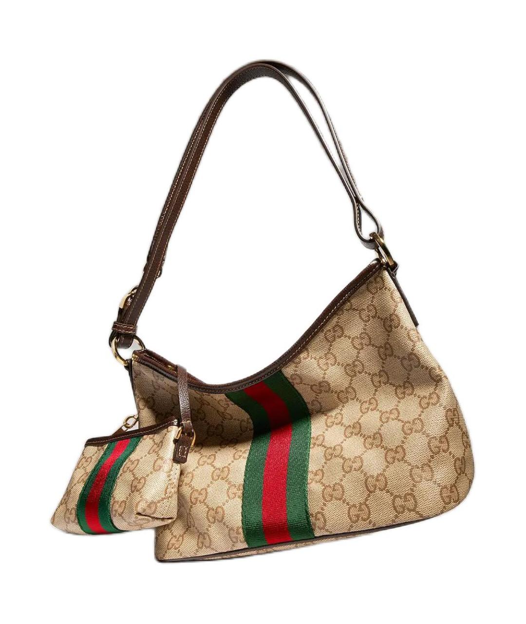 GUCCI Коричневая сумка через плечо из канвы, фото 4