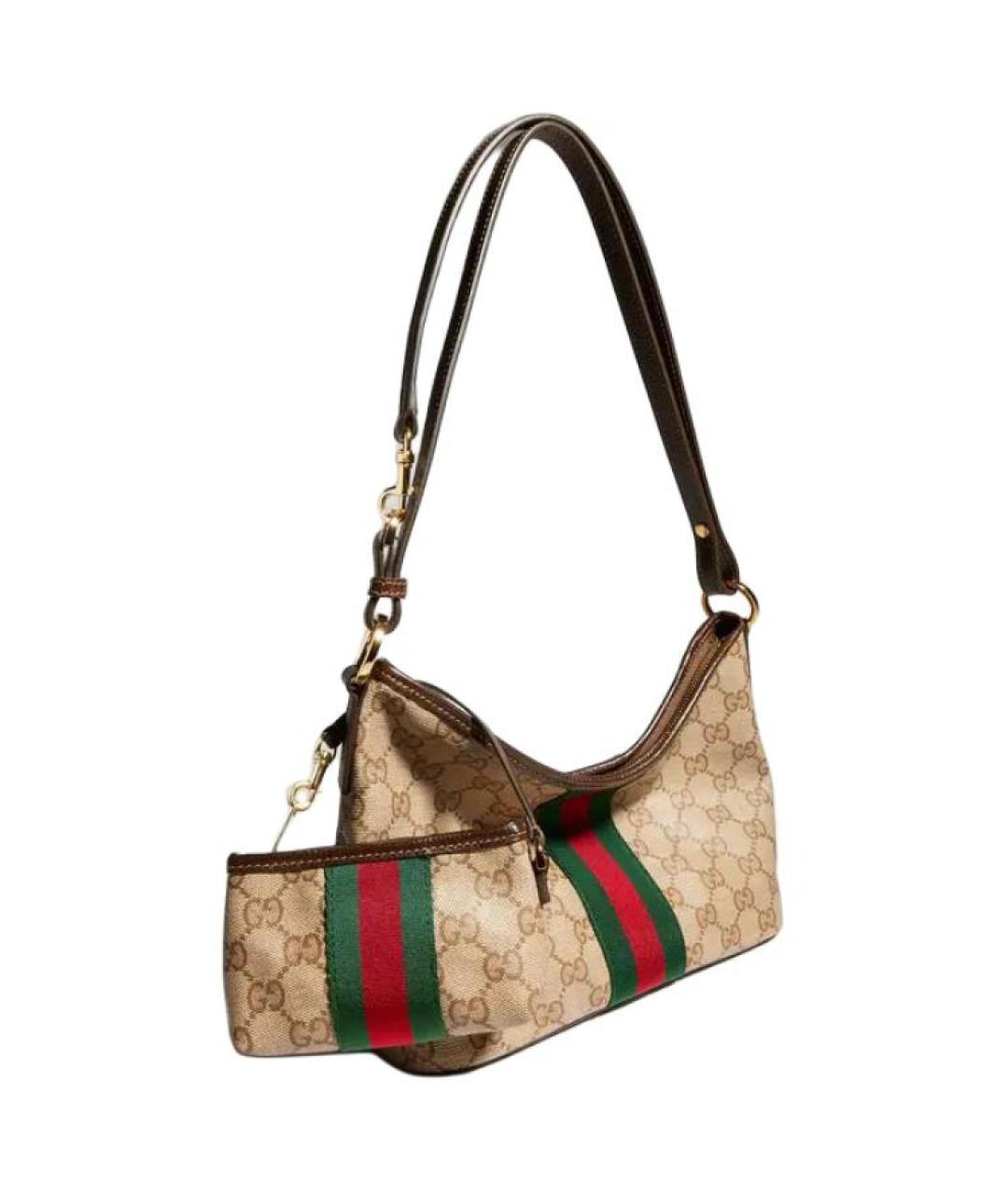 GUCCI Коричневая сумка через плечо из канвы, фото 2