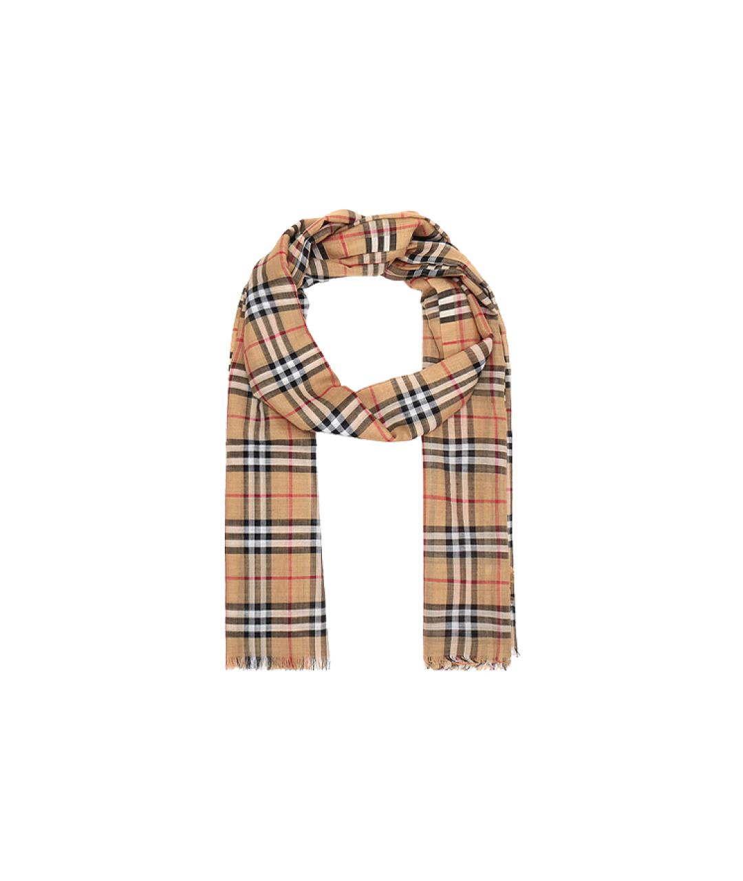 BURBERRY Бежевый шерстяной шарф, фото 4