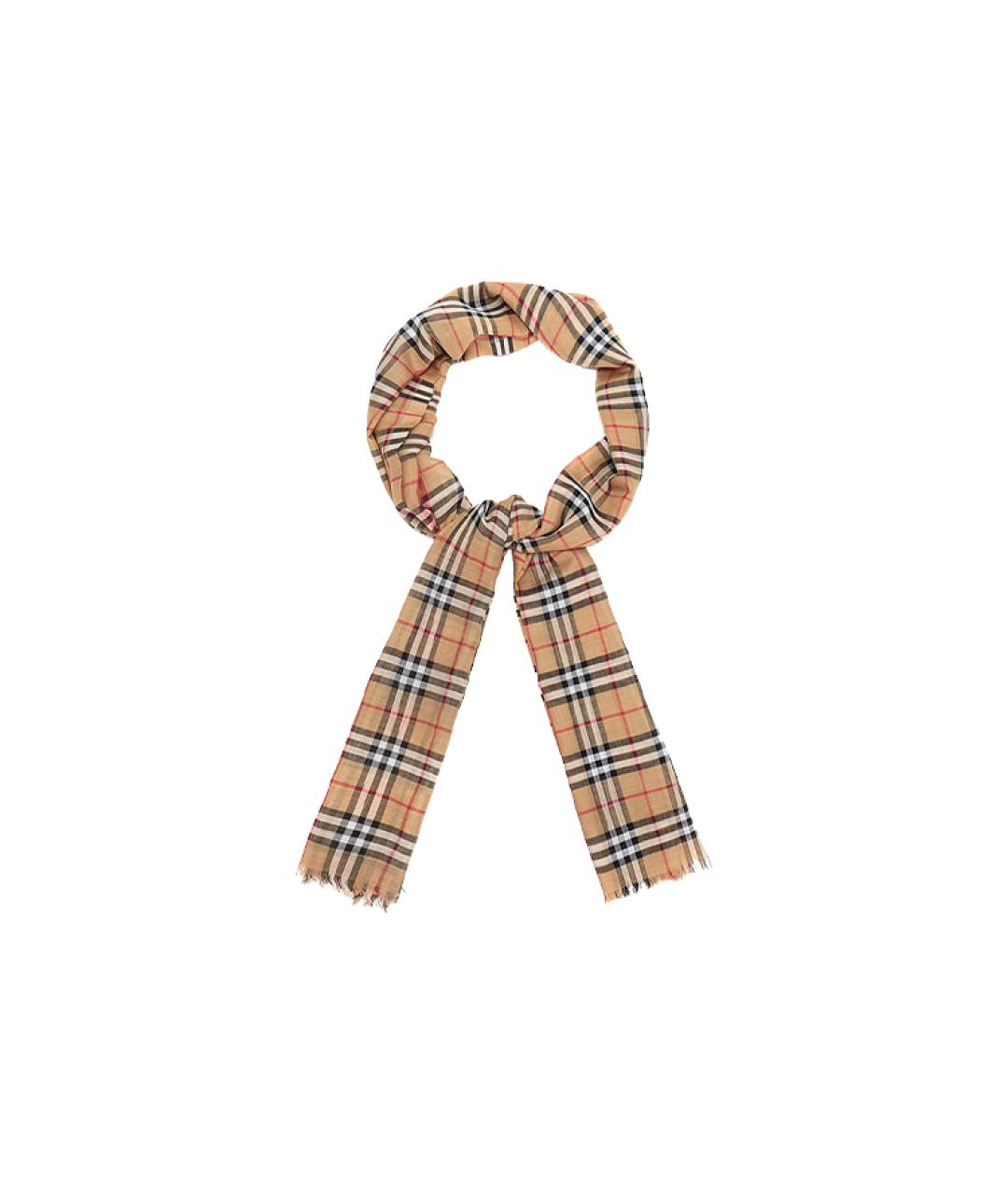 BURBERRY Бежевый шерстяной шарф, фото 5