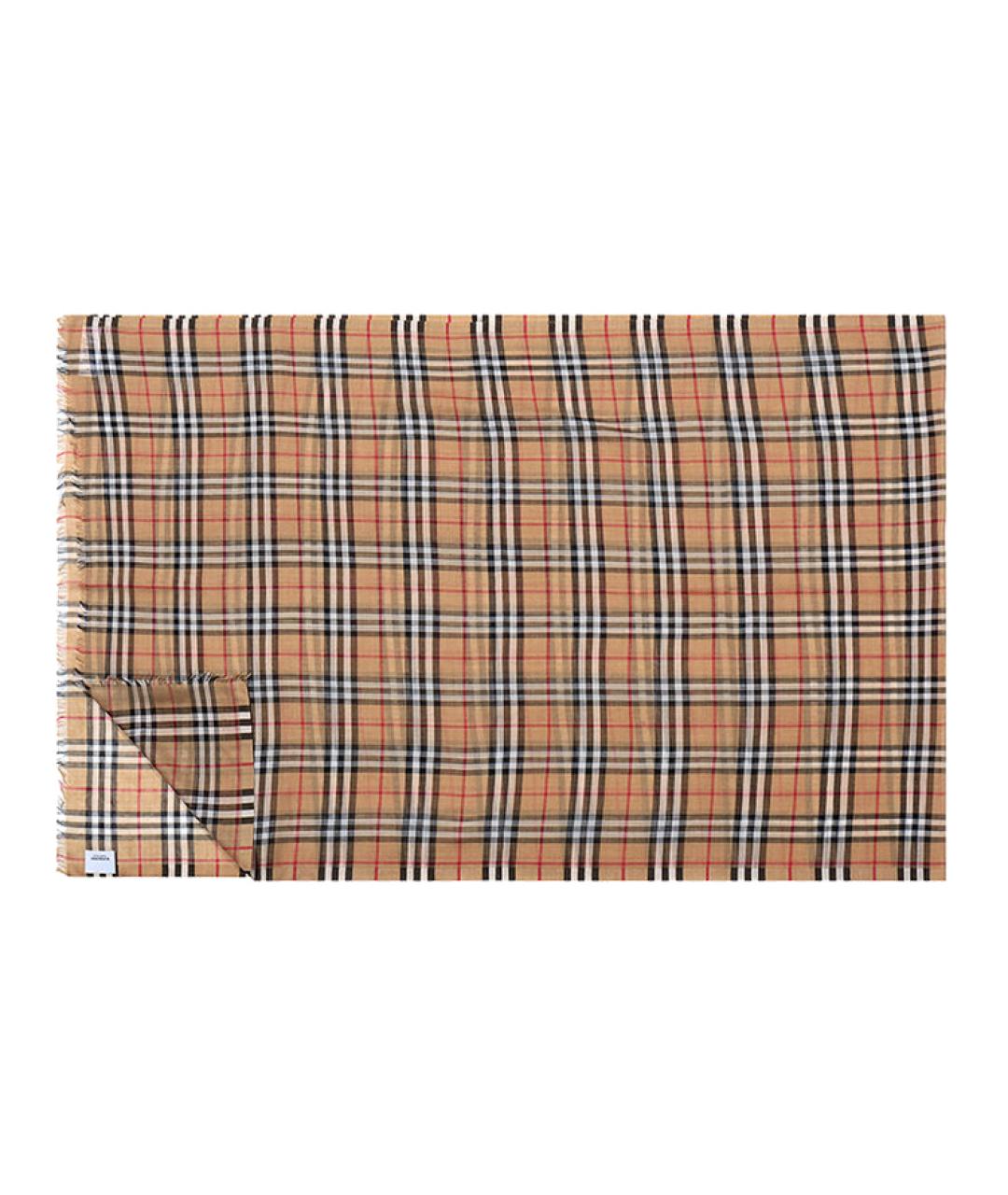BURBERRY Бежевый шерстяной шарф, фото 2