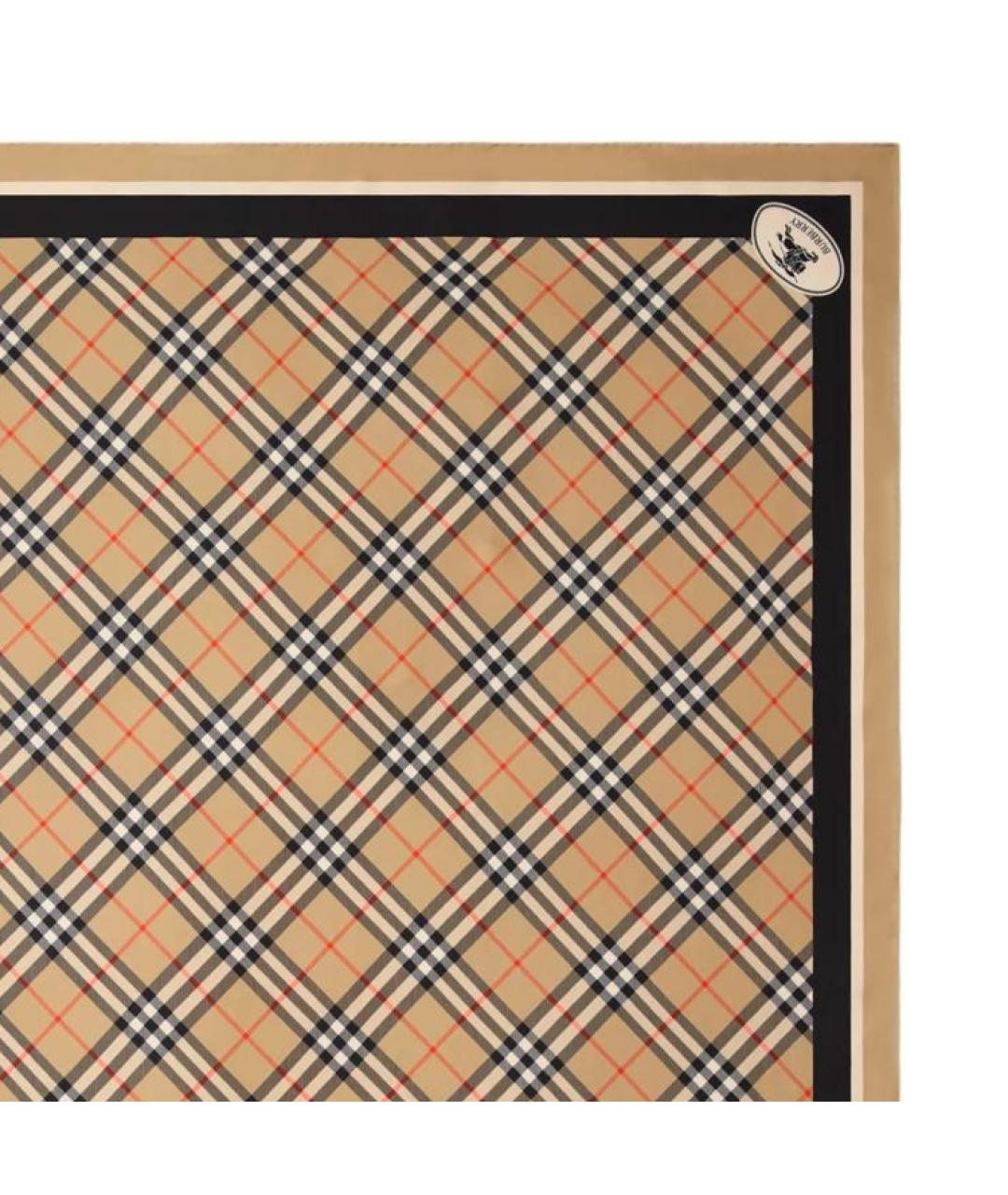 BURBERRY Бежевый шелковый шарф, фото 3