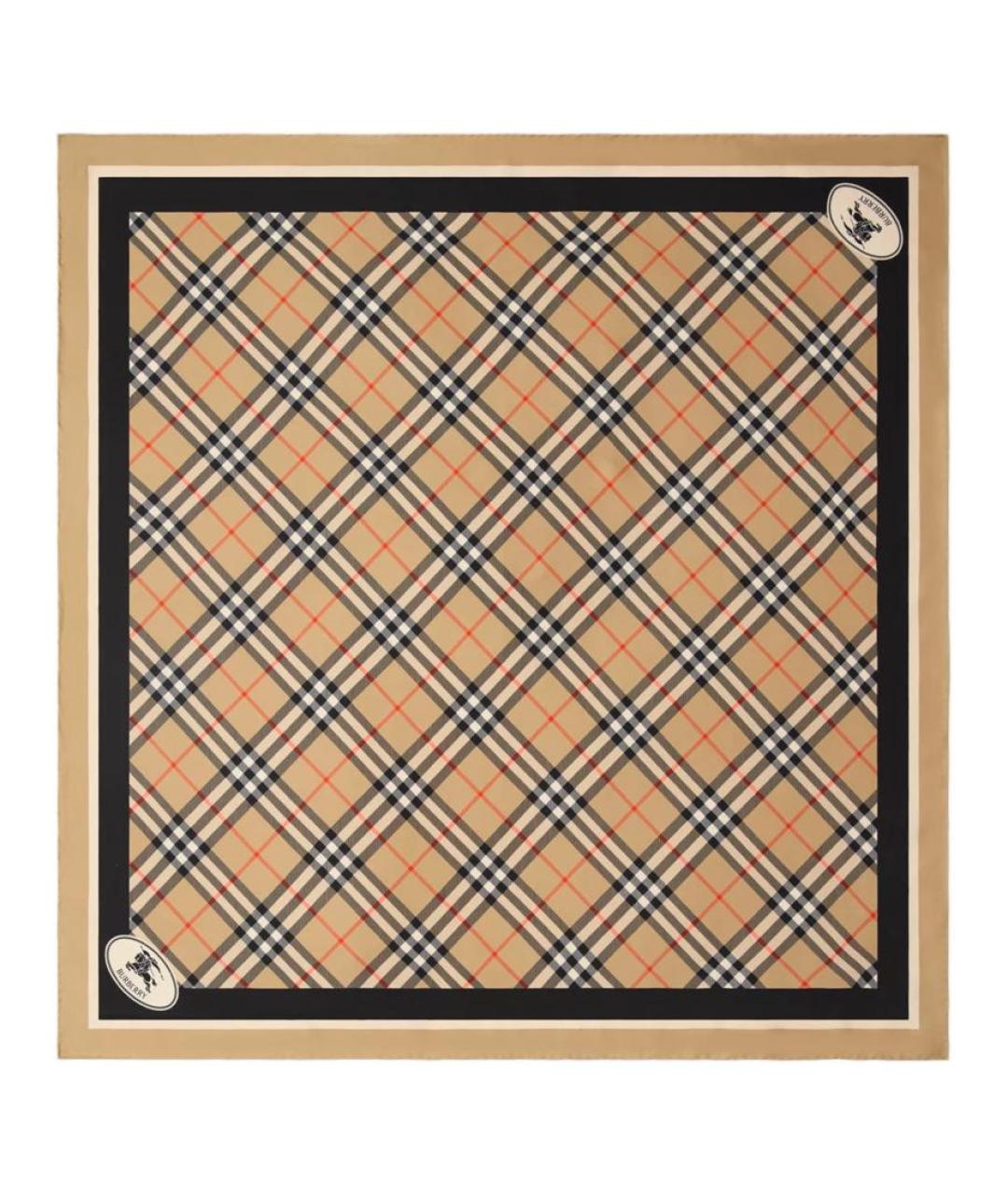 BURBERRY Бежевый шелковый шарф, фото 1