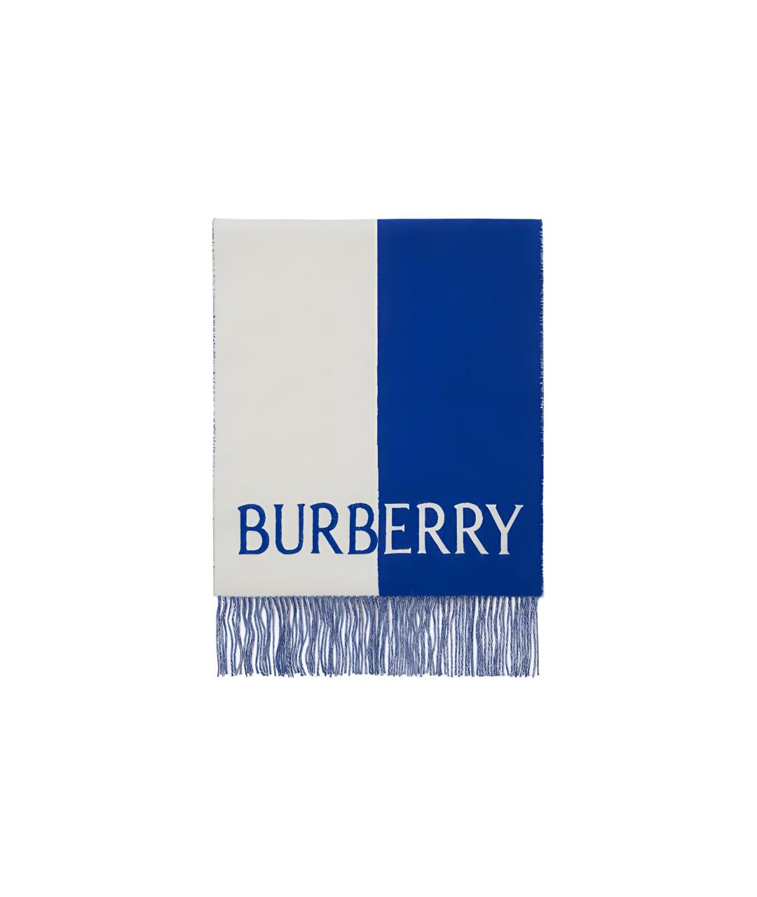 BURBERRY Синий шерстяной шарф, фото 2