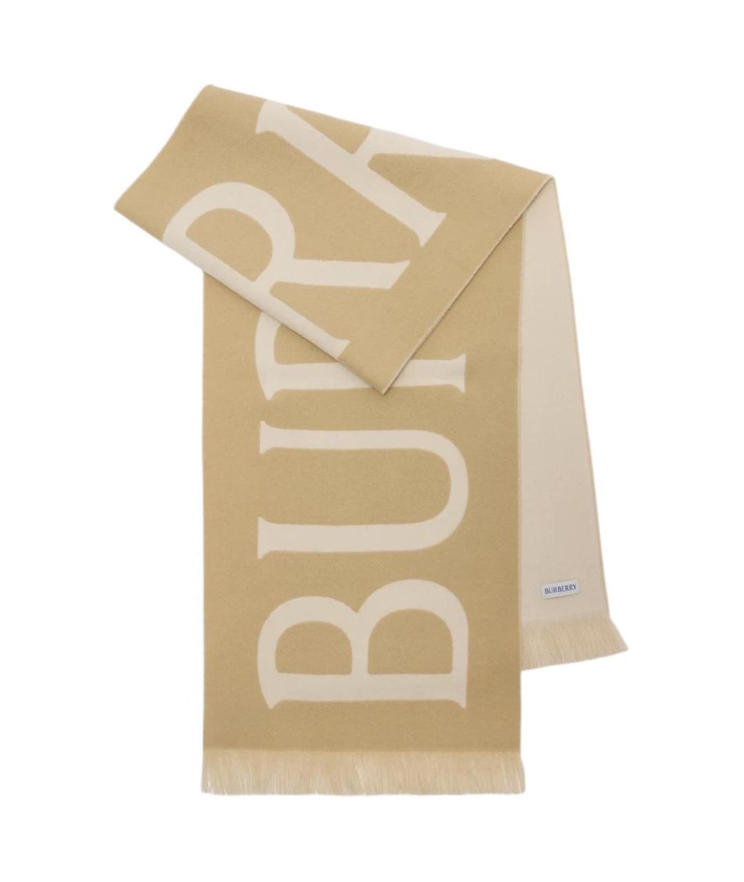BURBERRY Бежевый шерстяной шарф, фото 1