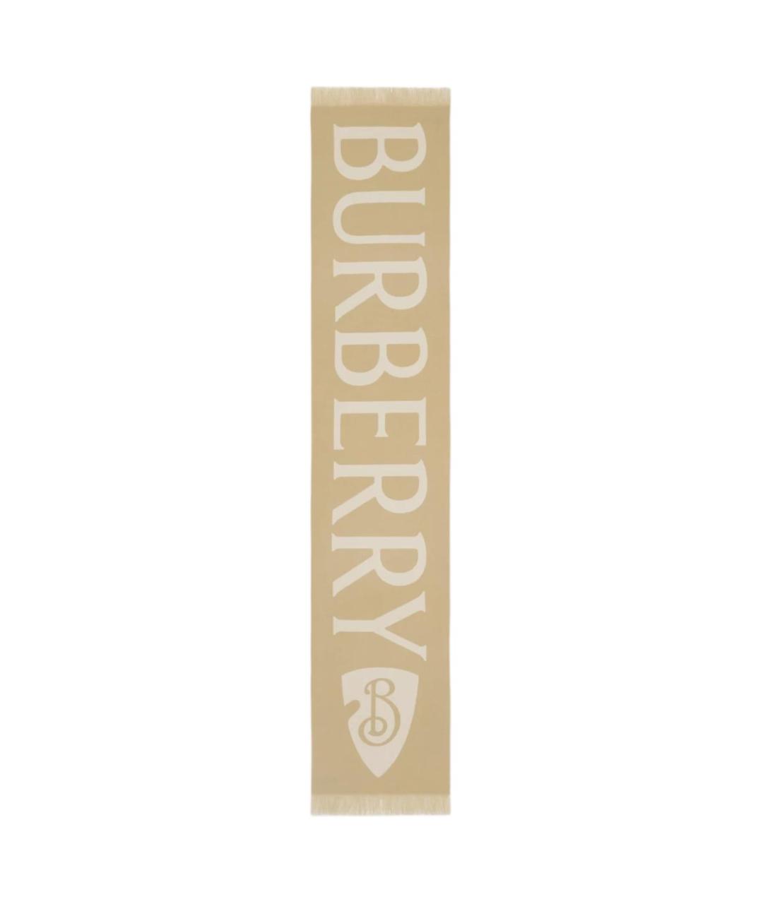 BURBERRY Бежевый шерстяной шарф, фото 2
