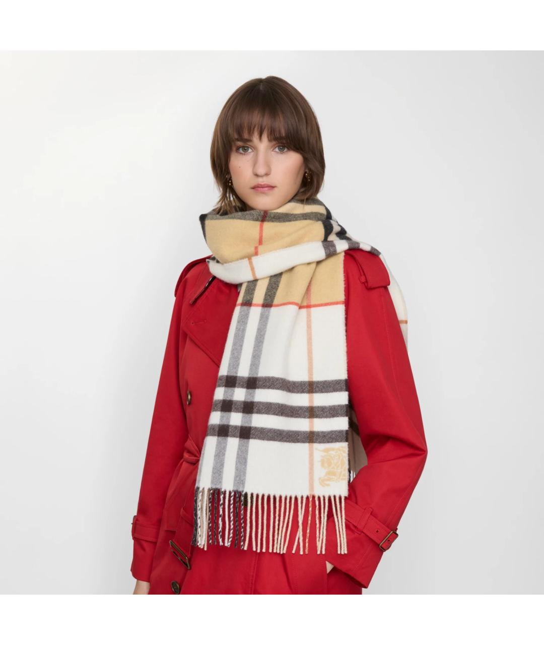 BURBERRY Бежевый кашемировый шарф, фото 5