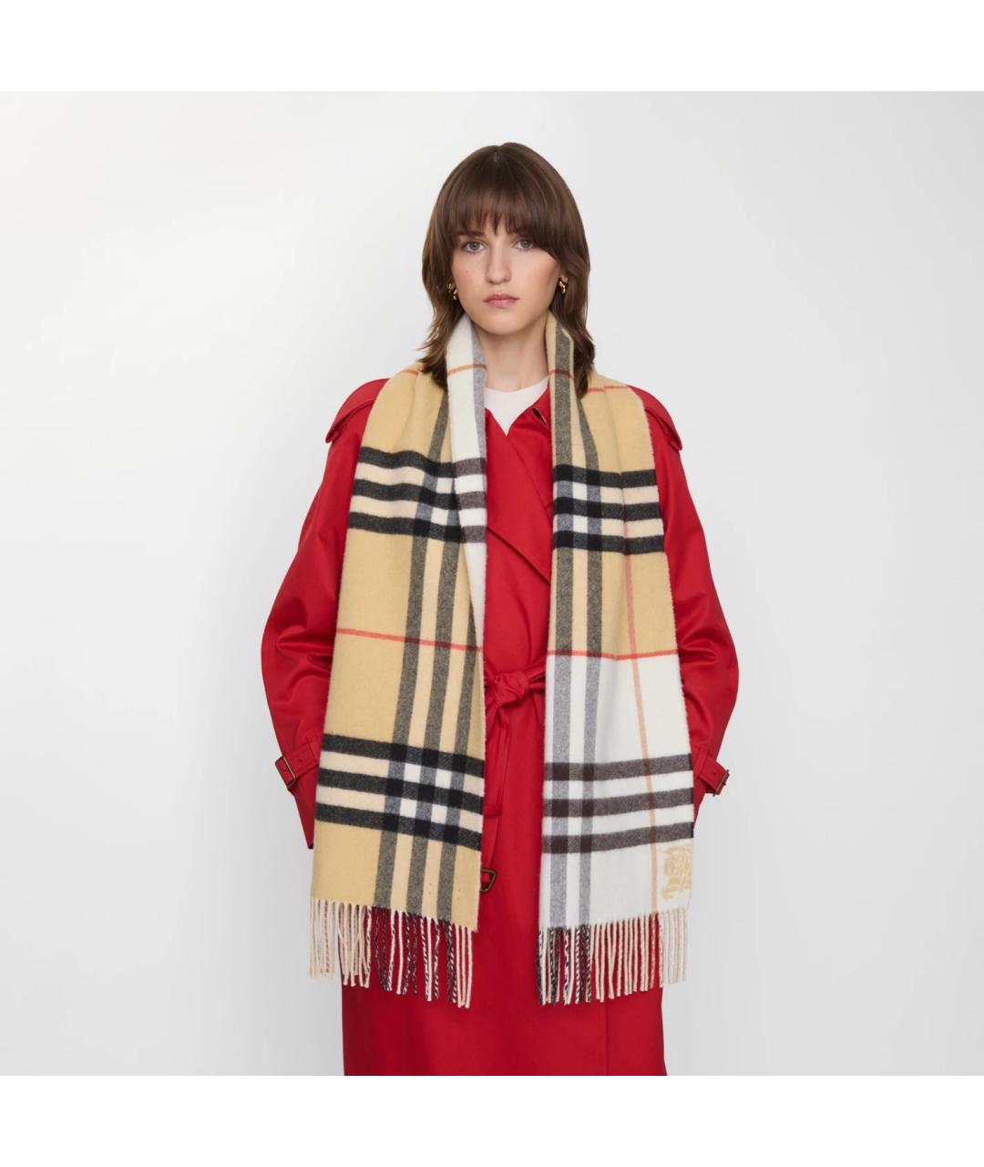 BURBERRY Бежевый кашемировый шарф, фото 4