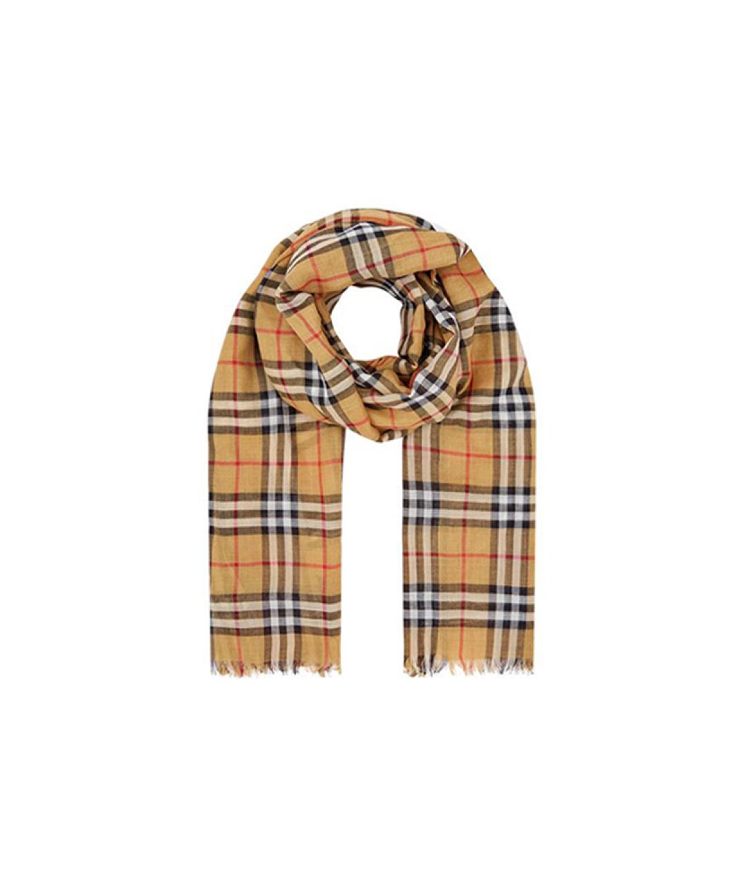 BURBERRY Хаки шерстяной шарф, фото 3