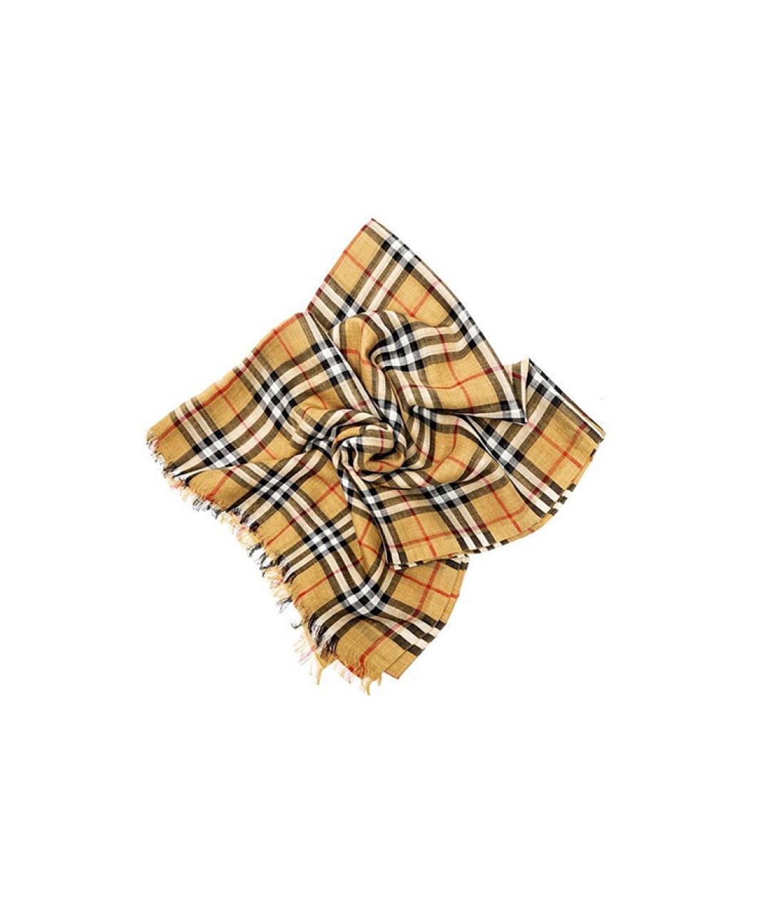 BURBERRY Хаки шерстяной шарф, фото 2