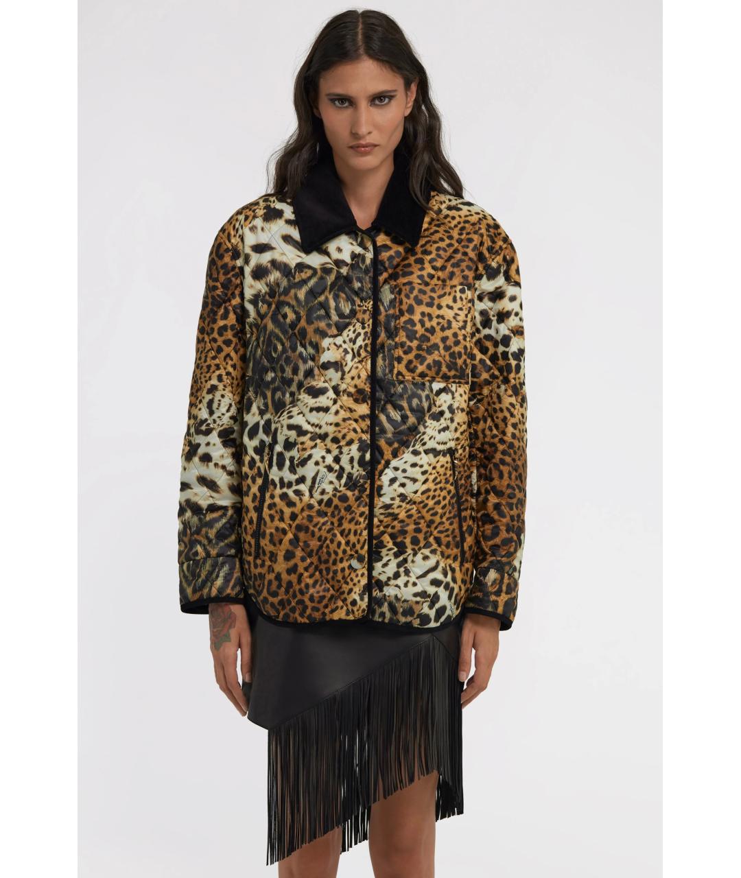 ROBERTO CAVALLI Коричневая полиэстеровая куртка, фото 3