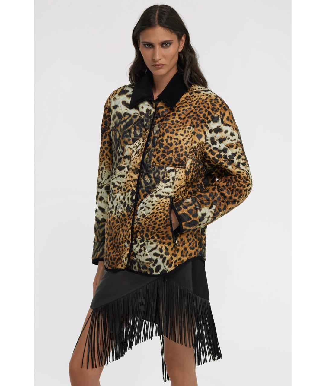 ROBERTO CAVALLI Коричневая полиэстеровая куртка, фото 4