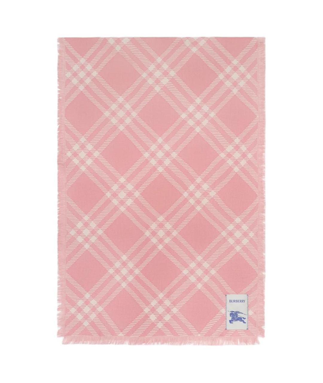 BURBERRY Розовый шерстяной шарф, фото 1