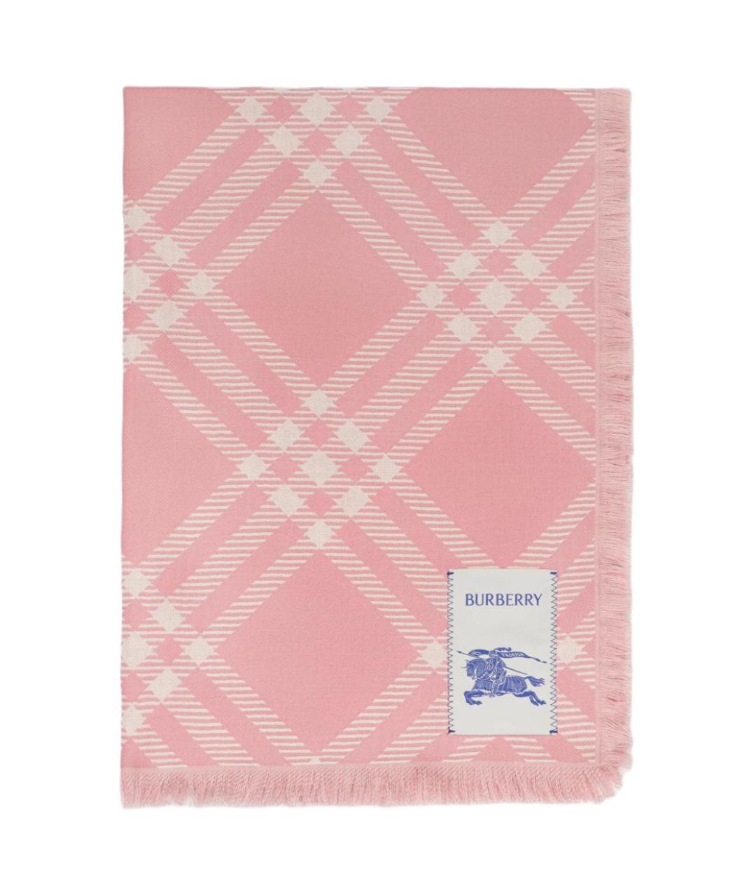 BURBERRY Розовый шерстяной шарф, фото 2