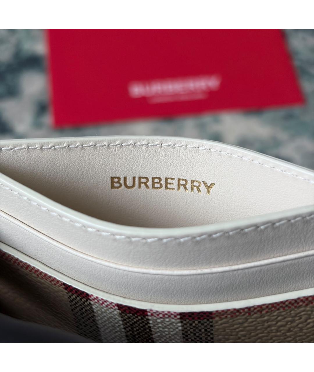 BURBERRY Белый кожаный кардхолдер, фото 7