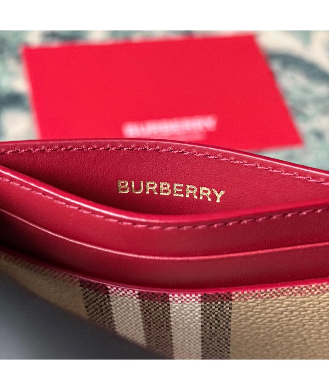 BURBERRY Бордовый кожаный кардхолдер, фото 7