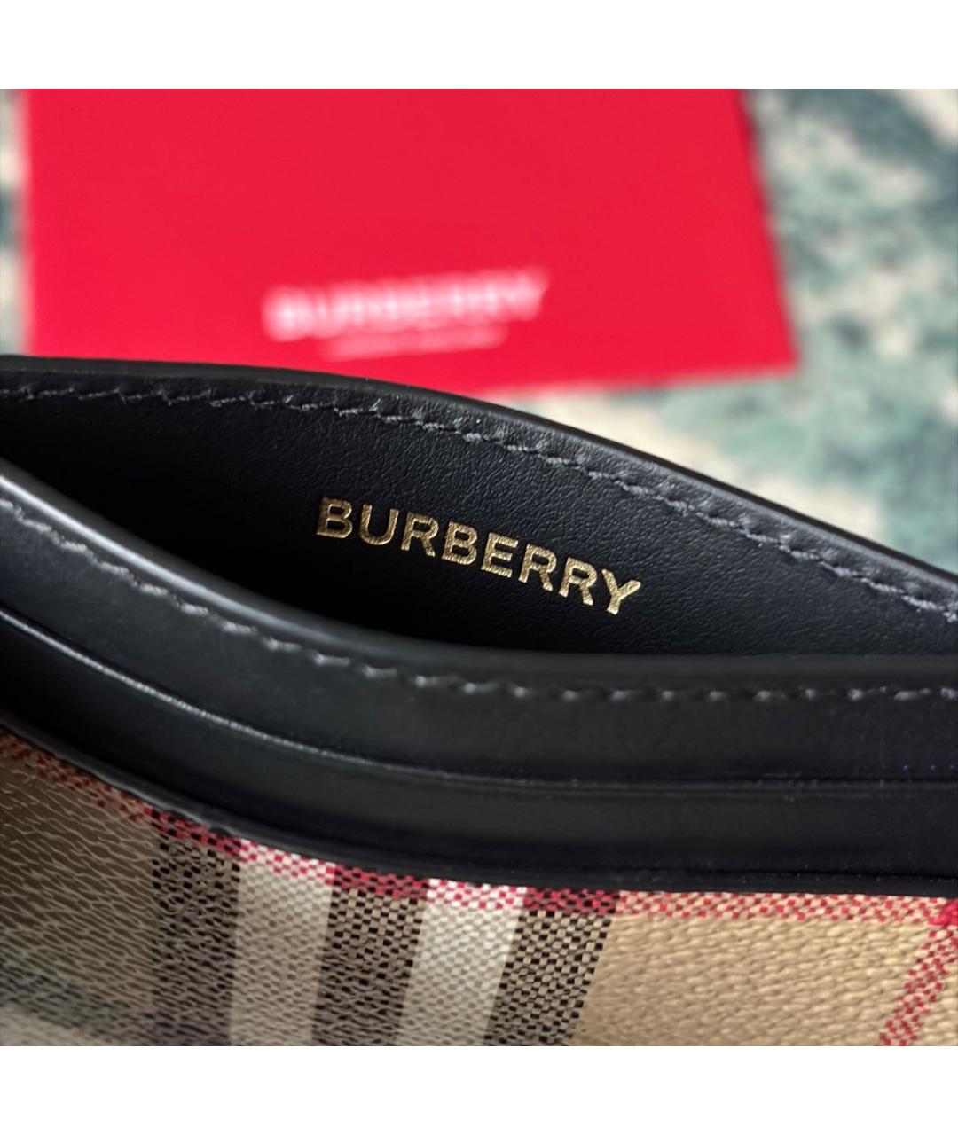 BURBERRY Черный кожаный кардхолдер, фото 7
