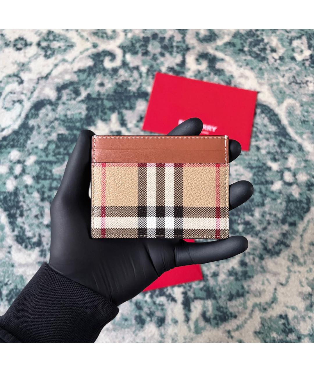 BURBERRY Коричневый кожаный кардхолдер, фото 3