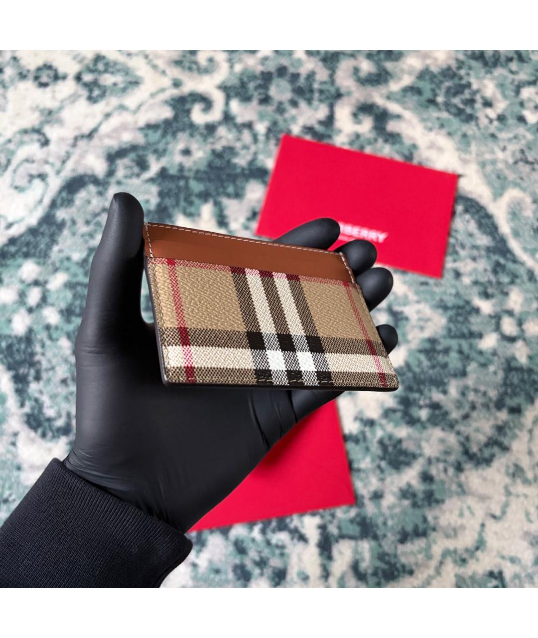 BURBERRY Коричневый кожаный кардхолдер, фото 5