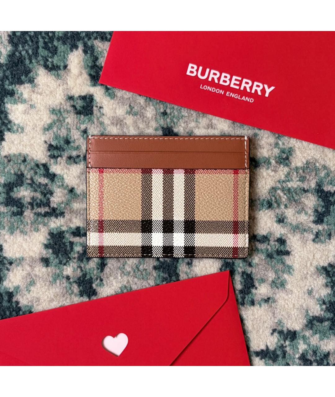 BURBERRY Коричневый кожаный кардхолдер, фото 2