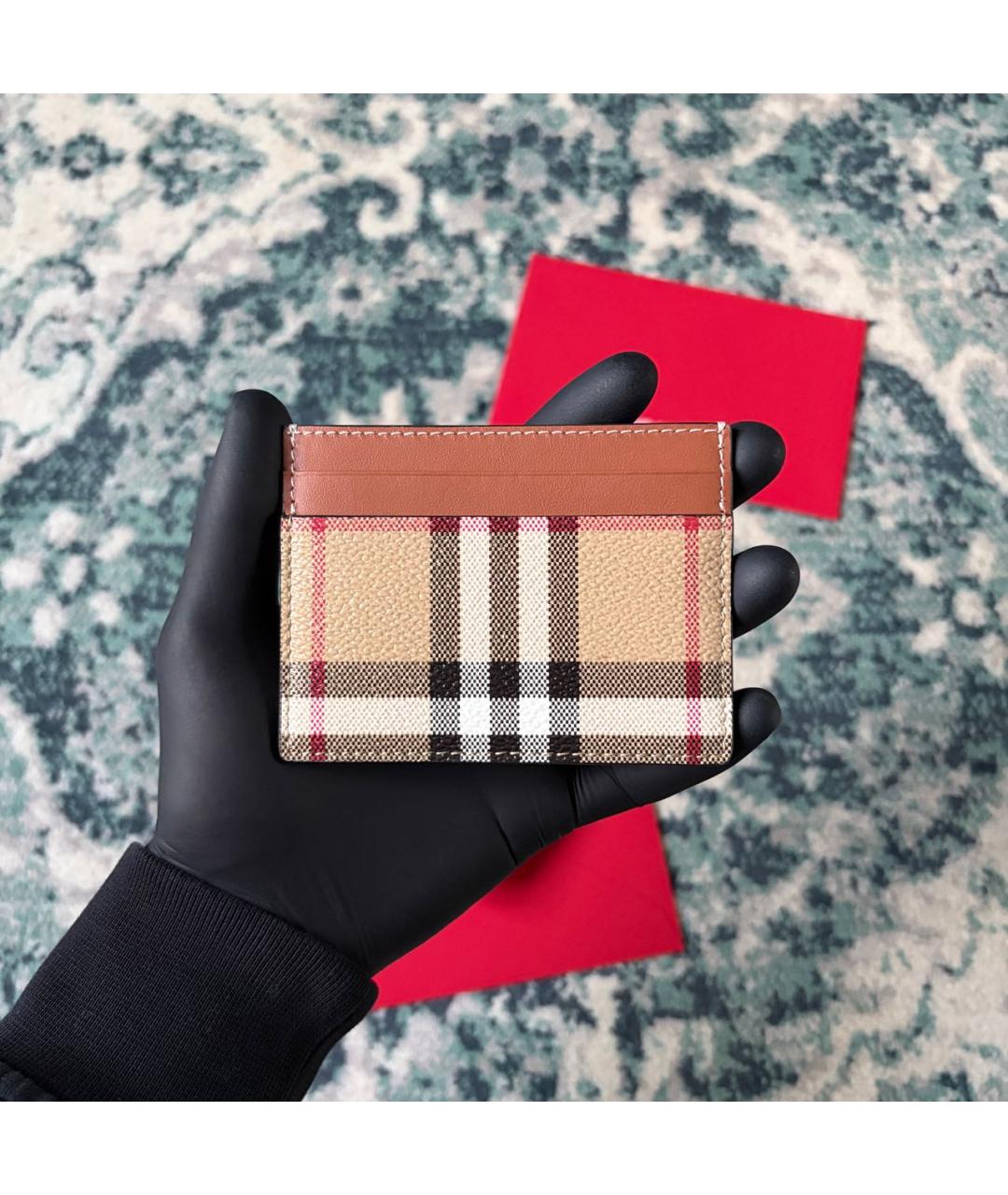 BURBERRY Коричневый кожаный кардхолдер, фото 4