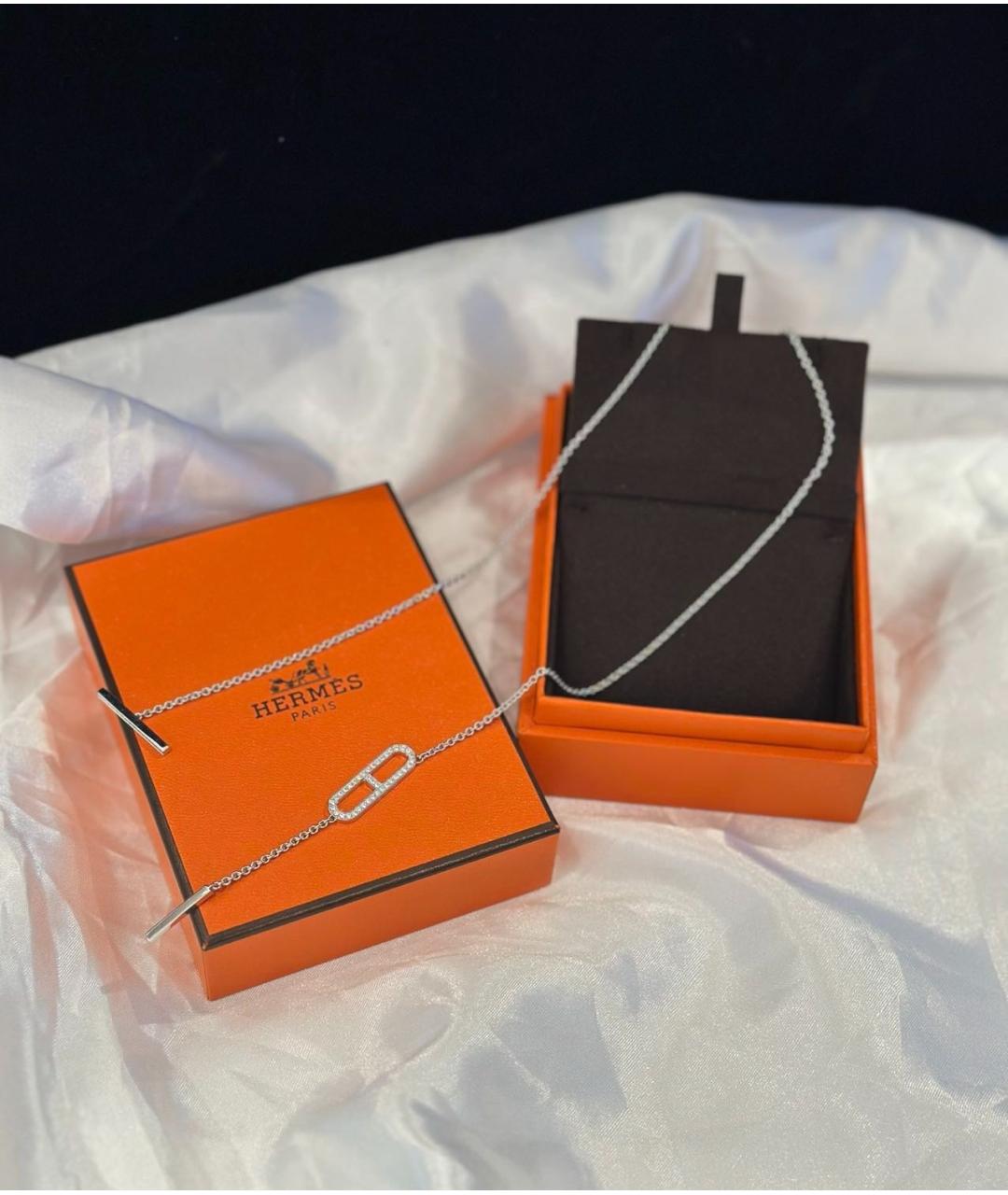 HERMES Серебряное колье из белого золота, фото 7