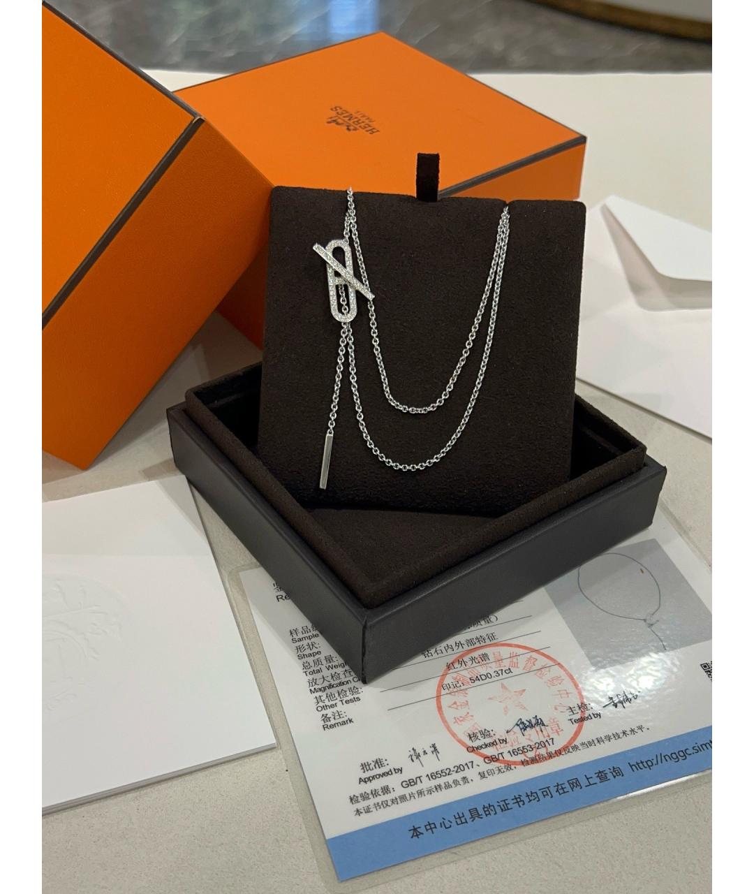 HERMES Серебряное колье из белого золота, фото 3