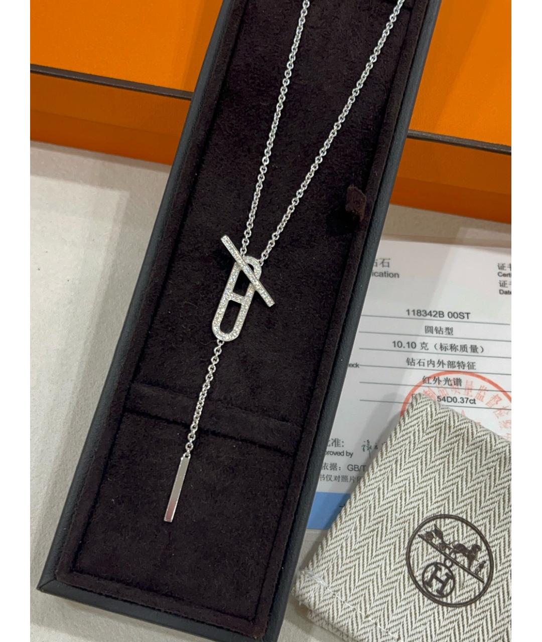 HERMES Серебряное колье из белого золота, фото 5