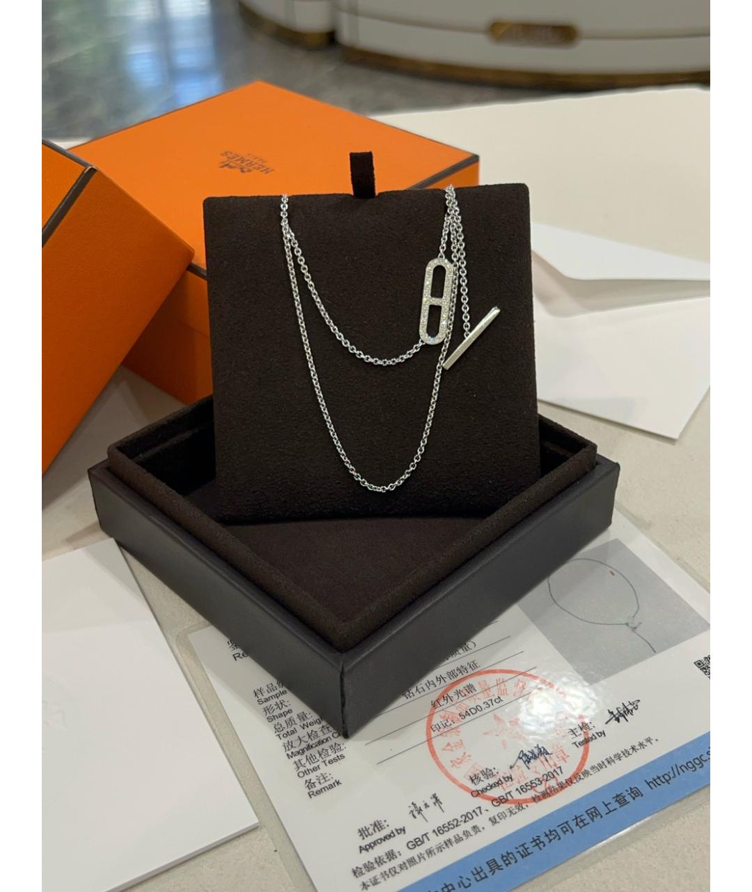 HERMES Серебряное колье из белого золота, фото 4