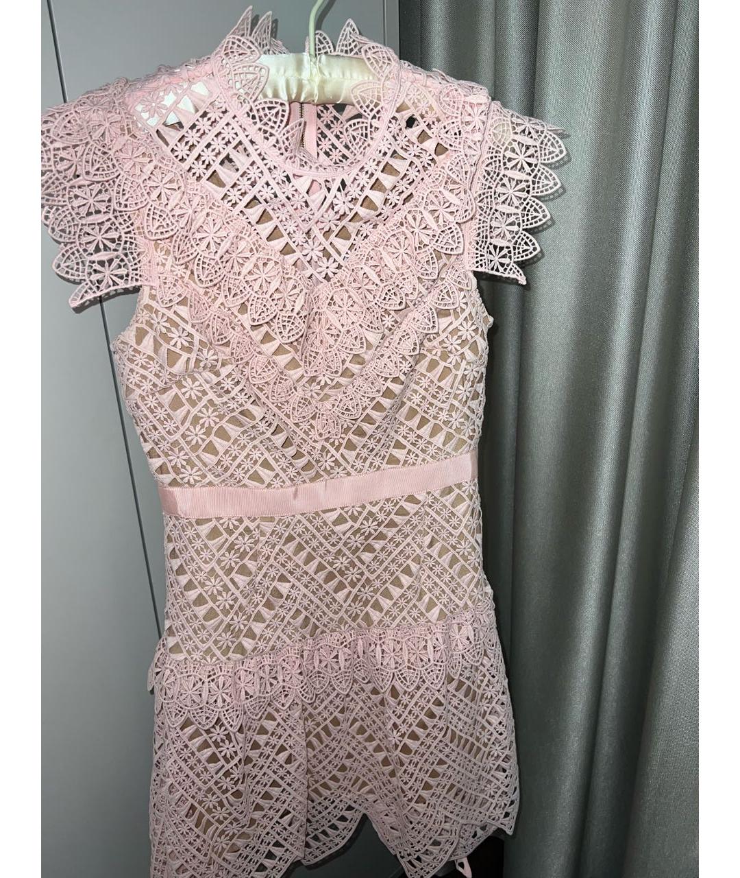 SELF-PORTRAIT Розовое хлопковое вечернее платье, фото 5