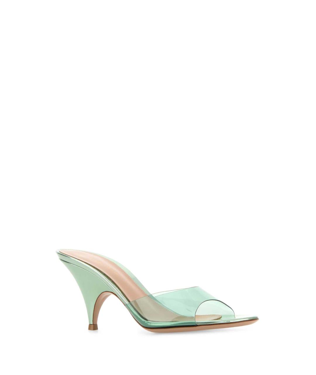 GIANVITO ROSSI Зеленые кожаные мюли, фото 2