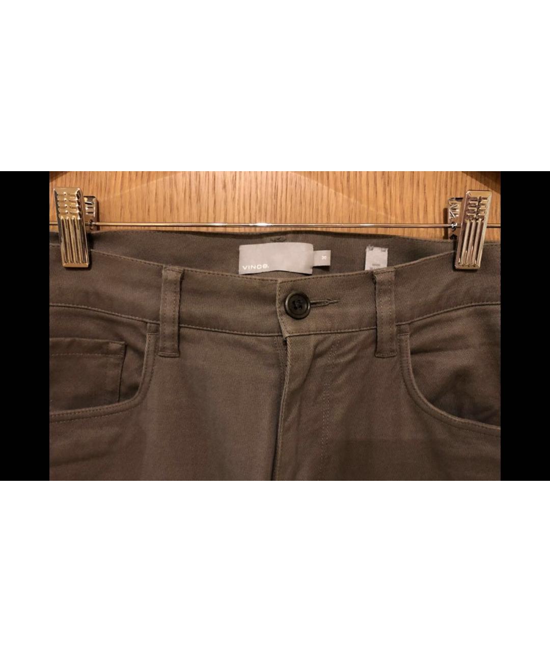 VINCE Хаки хлопко-эластановые повседневные брюки, фото 5