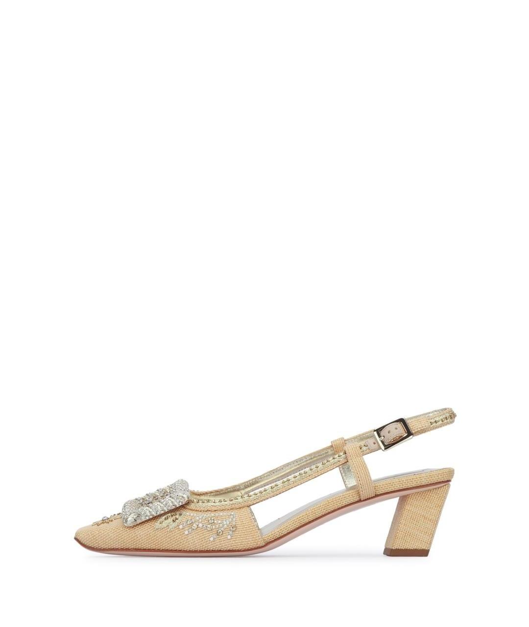 ROGER VIVIER Бежевые текстильные туфли, фото 3