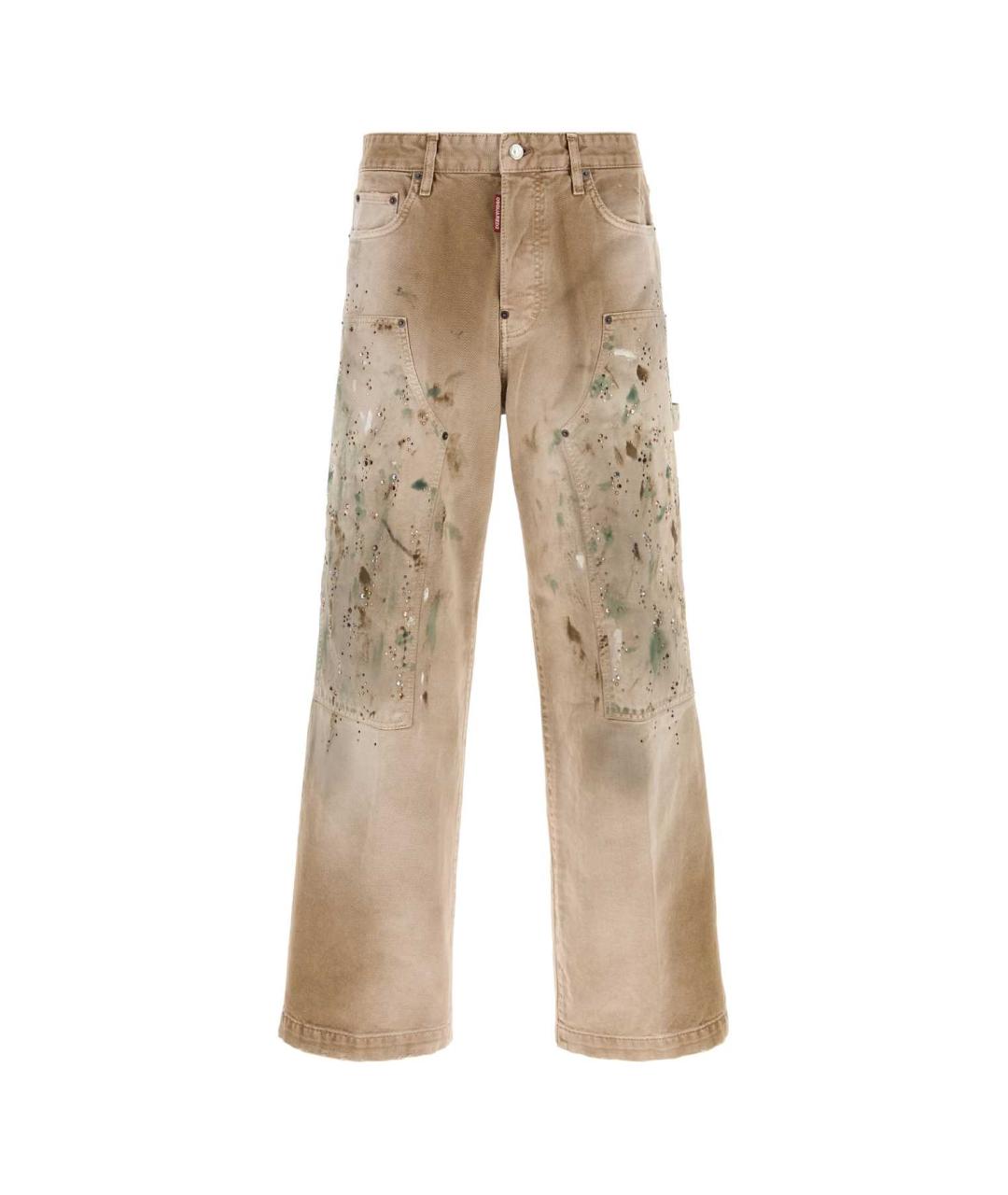 DSQUARED2 Бежевые хлопковые прямые джинсы, фото 1