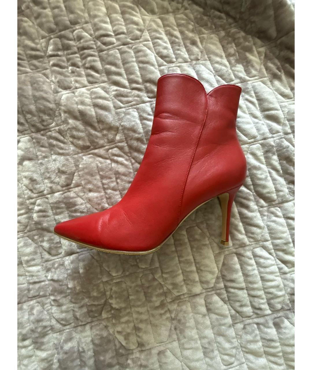 GIANVITO ROSSI Красные кожаные ботильоны, фото 8