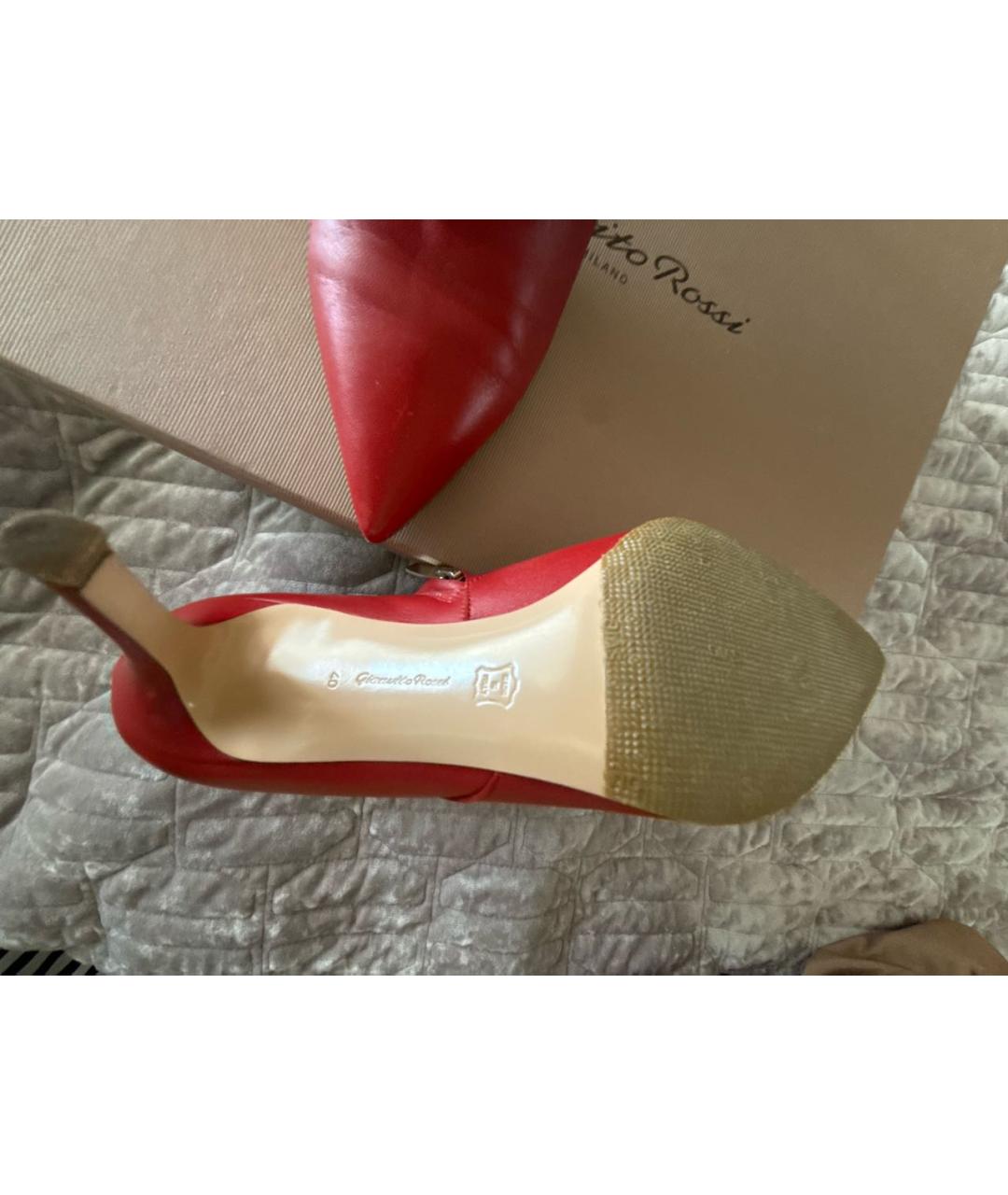 GIANVITO ROSSI Красные кожаные ботильоны, фото 5