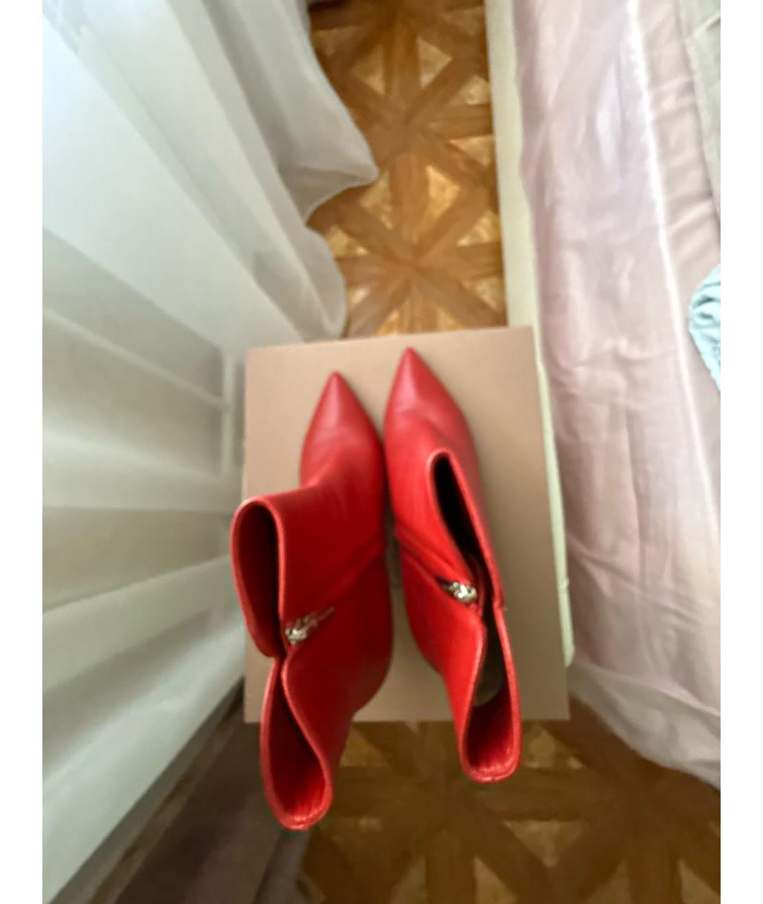 GIANVITO ROSSI Красные кожаные ботильоны, фото 3