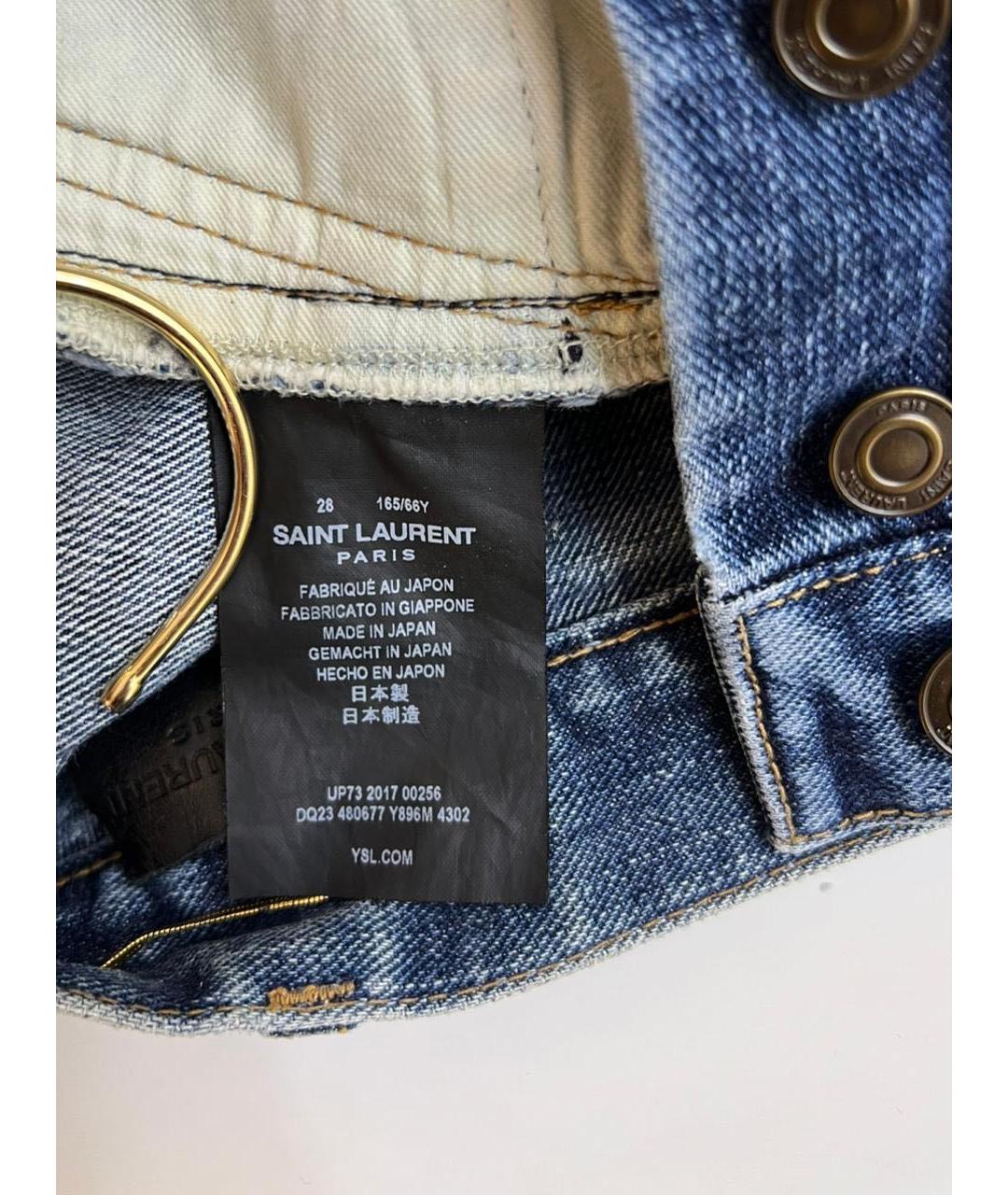 SAINT LAURENT Синие хлопковые джинсы слим, фото 8