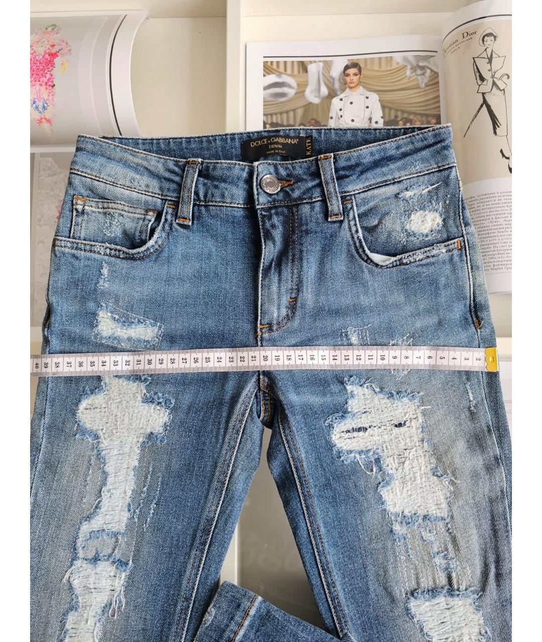 DOLCE&GABBANA Голубые хлопковые джинсы слим, фото 3