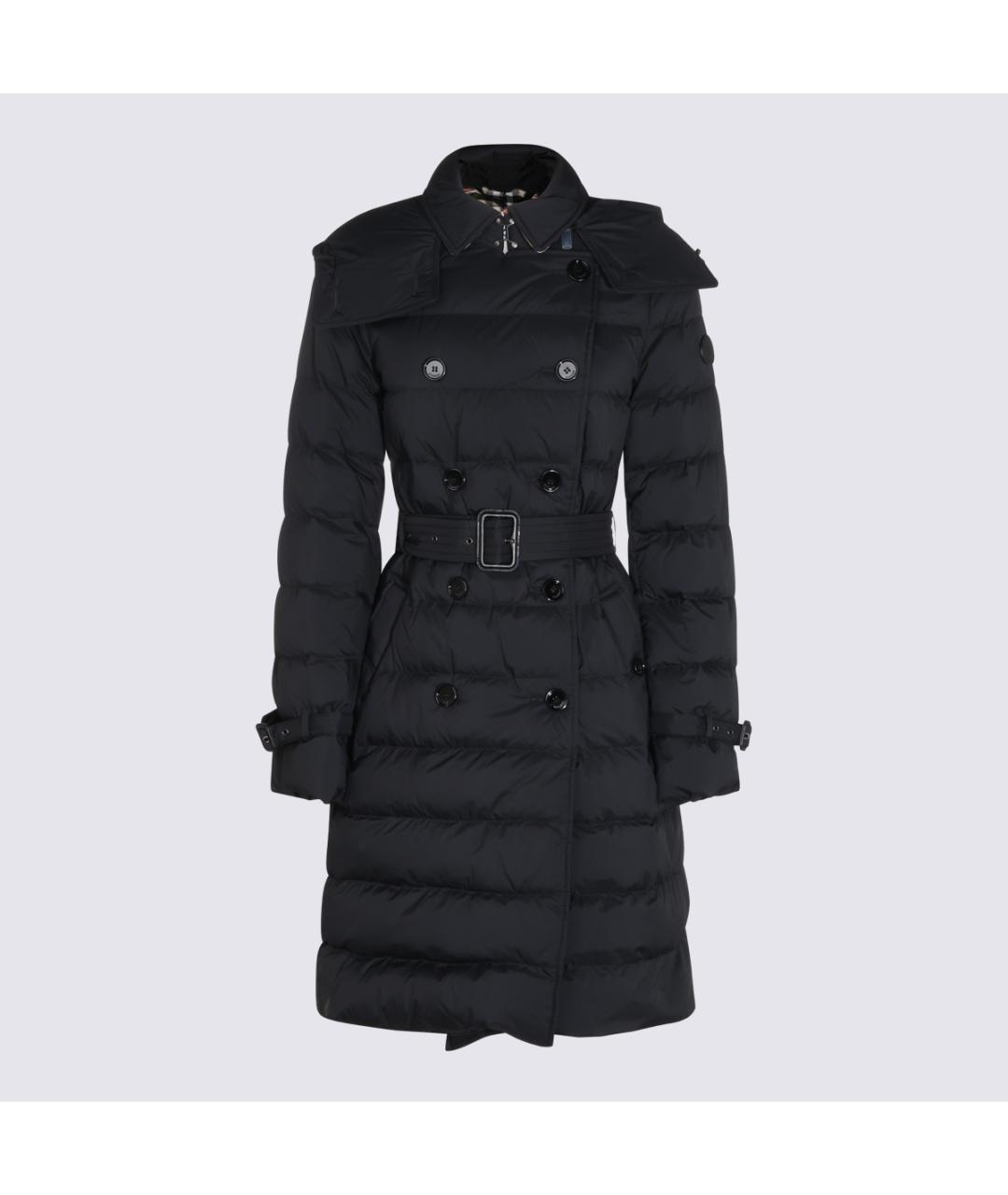 BURBERRY Черное полиамидовое пальто, фото 5