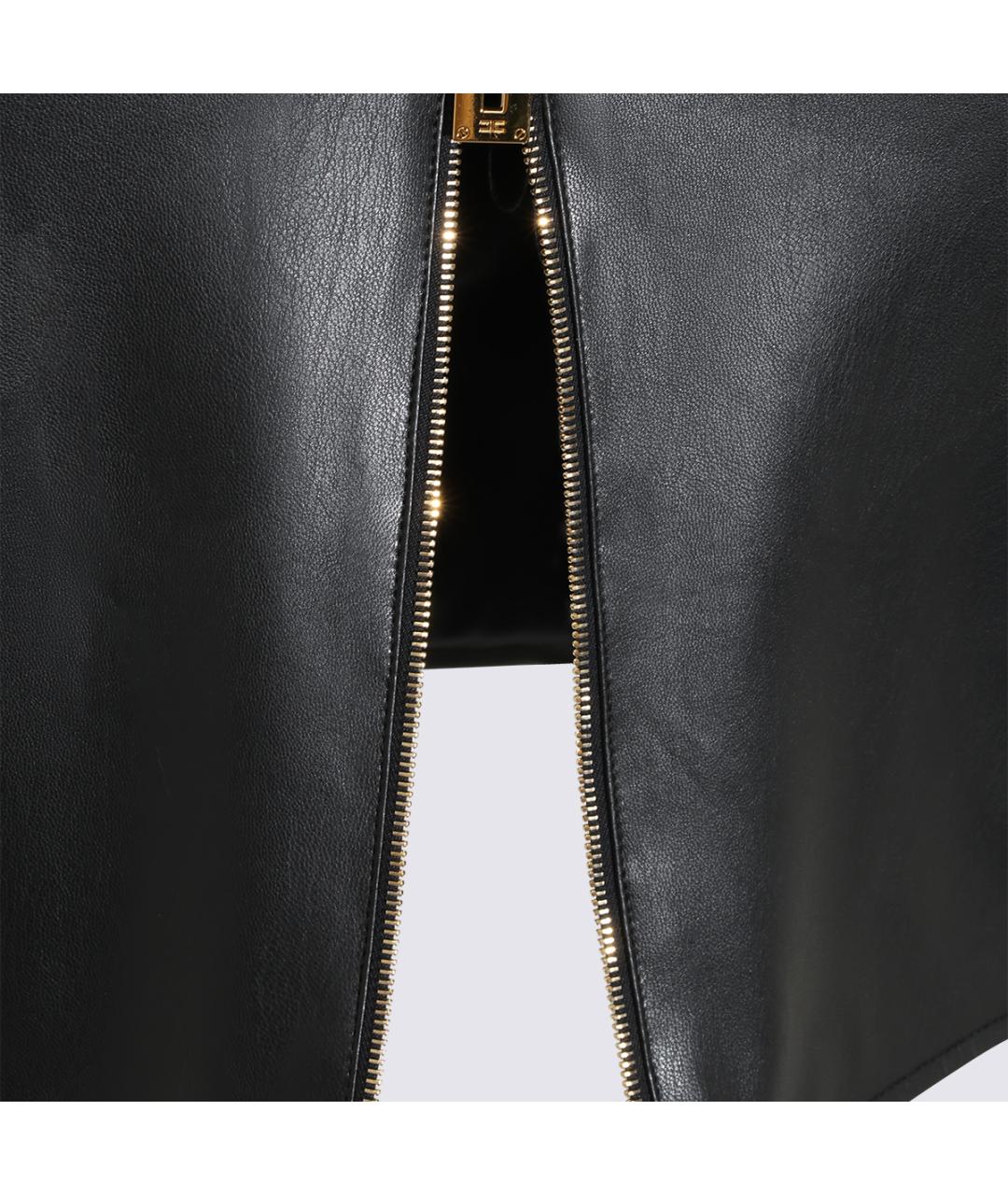 ELISABETTA FRANCHI Черное кожаное коктейльное платье, фото 4