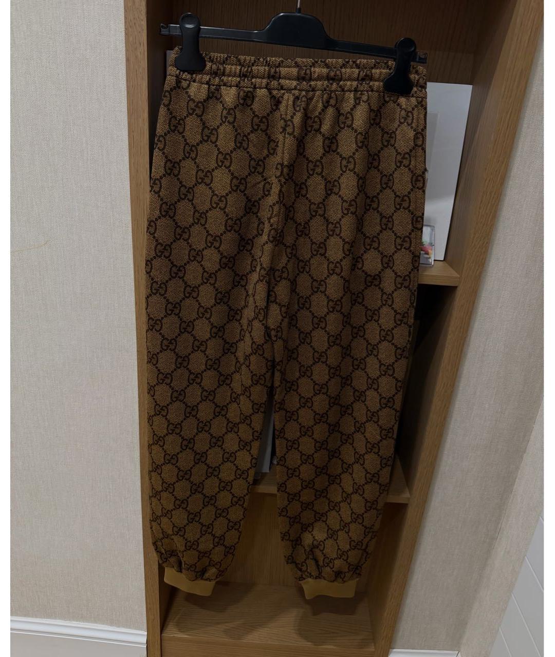 GUCCI Коричневые вискозные спортивные брюки и шорты, фото 2