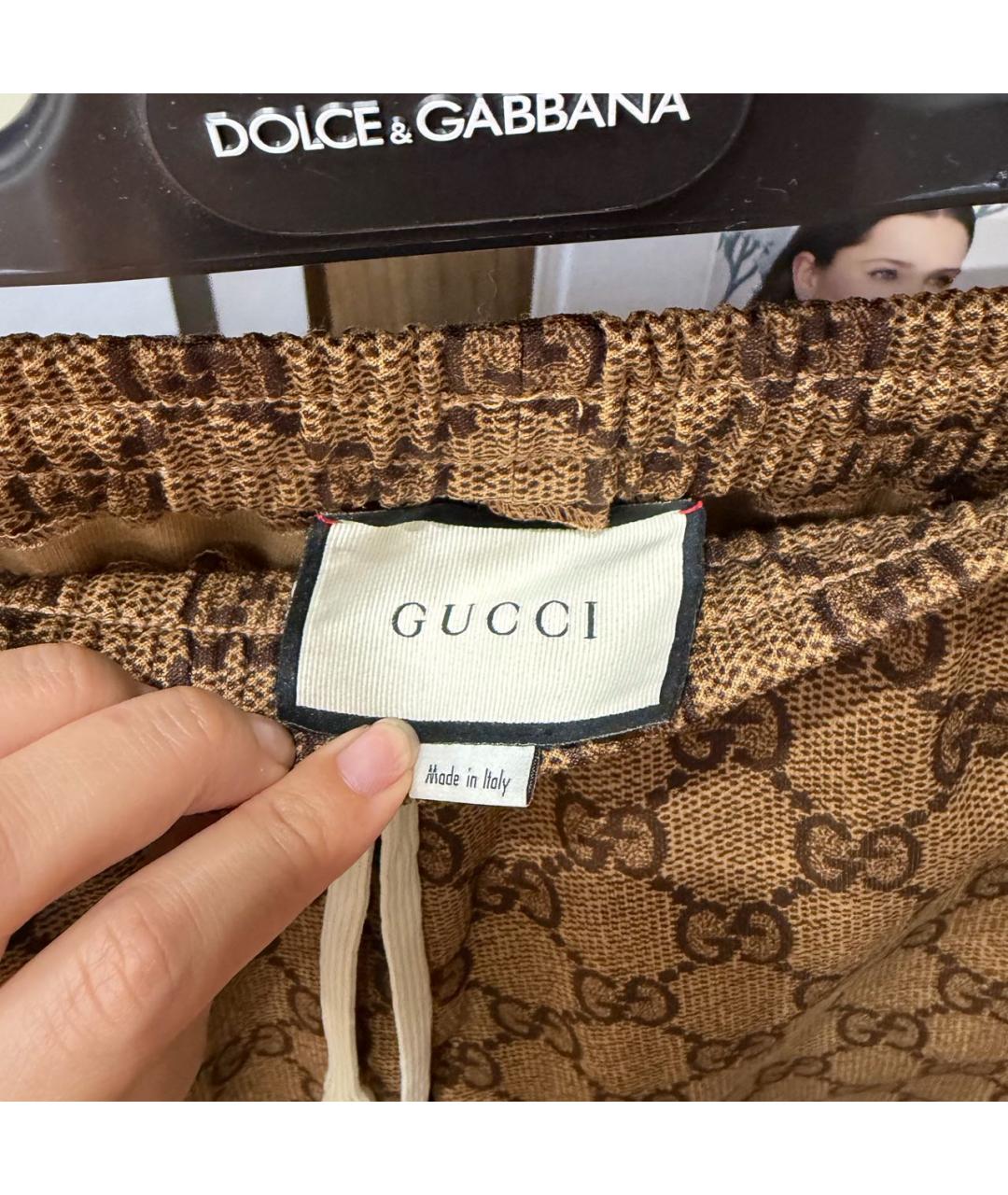 GUCCI Коричневые вискозные спортивные брюки и шорты, фото 3